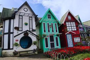 replica of a traditional european house, fachwerkhaus style architecture. with colorful photo