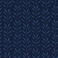 Dark Blue Floral Pattern with Herbs and Leaves vector