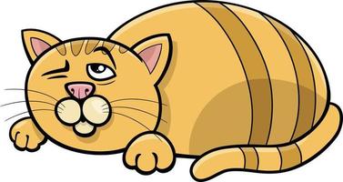 gracioso dibujos animados soñoliento gato cómic animal personaje vector