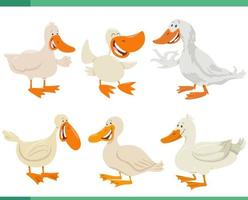 cartoon funny ducks farm animal characters set vector