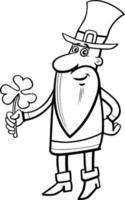 cartoon Leprechaun with clover on Saint Patrick Day coloring page vector