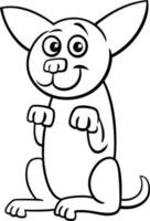 cartoon playful dog character doing a trick coloring page vector