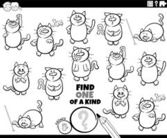 one of a kind game with cartoon cats coloring page vector