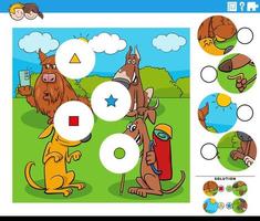 match pieces task with cartoon dogs animal characters vector