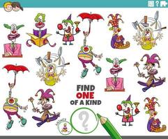 one of a kind task with funny cartoon clowns vector