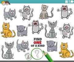 uno de un tipo juego con gracioso dibujos animados gatos y gatitos vector