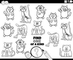 one of a kind game with cartoon cats coloring page vector