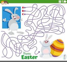 maze with cartoon Easter Bunny and Easter eggs vector