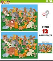 differences task with cartoon cats and dogs characters vector