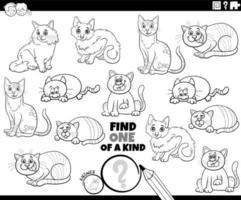 one of a kind game with comic cats coloring page vector