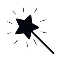 Vector simple isolated icon. Children magic wand sticker with shining star at the end. Design element of magic and sorcery.