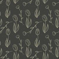 Vector seamless doodle pattern with tulip flowers.