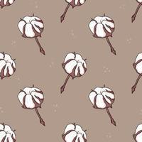 Vector seamless pattern with twigs and buds or cotton balls.