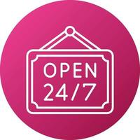 24 Hours Open Icon Style vector