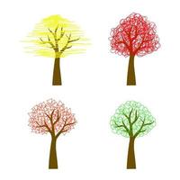 Abstract tree. Isolated on white background. Flat style.  Vector illustration