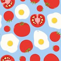 Seamless pattern of tomatoes and fried eggs vector