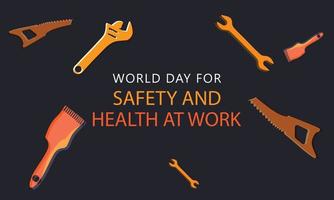 world day for safety and health at work. Template for background, banner, card, poster vector