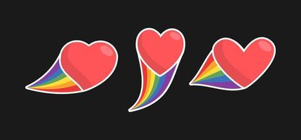 Heart icon with rainbow flag tail. Lgbt support and love design. Lesbian, Gay, Bisexual, Transgender representation symbol. vector