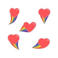 Heart icon with rainbow flag tail. Lgbt support and love design. Lesbian, Gay, Bisexual, Transgender representation symbol. vector