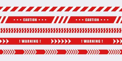 Red warning tapes set. Safety tape. Barrier tape. Caution tapes. Vector scalable graphics