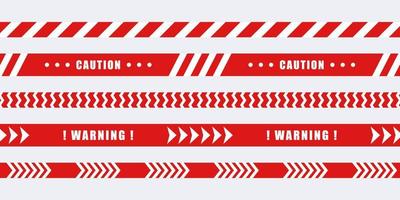 Red warning tapes set. Safety tape. Barrier tape. Caution tapes. Vector scalable graphics