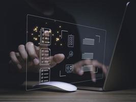 Document management system and IT business processes arranging for archiving Find and manage files and corporate data. Digital transformation of files. photo