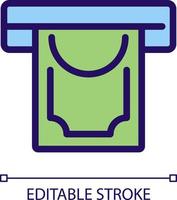 Money withdrawal pixel perfect RGB color icon. Removing funds from ATM. Bank balance. Regular transactions. Isolated vector illustration. Simple filled line drawing. Editable stroke