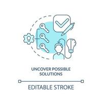 Uncover possible solutions turquoise concept icon. Structure of case study abstract idea thin line illustration. Isolated outline drawing. Editable stroke vector