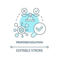 Proposed solution turquoise concept icon. Decision for best result. Case drafting abstract idea thin line illustration. Isolated outline drawing. Editable stroke vector