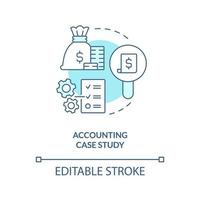 Accounting case study turquoise concept icon. Finances management analysis. Business abstract idea thin line illustration. Isolated outline drawing. Editable stroke vector