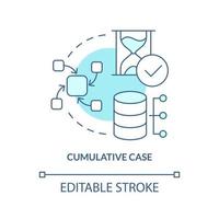 Cumulative case turquoise concept icon. Collect data from sources. Events study type abstract idea thin line illustration. Isolated outline drawing. Editable stroke vector