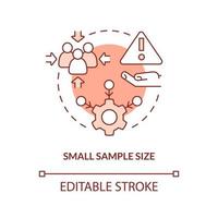 Small sample size red concept icon. Lack of info. Disadvantage of case study abstract idea thin line illustration. Isolated outline drawing. Editable stroke vector