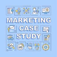 Marketing case study word concepts blue banner. Business. Infographics with editable icons on color background. Isolated typography. Vector illustration with text