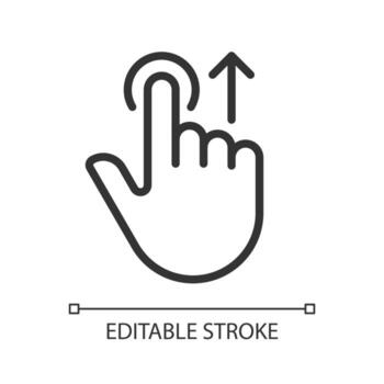 moverse hacia arriba píxel Perfecto lineal icono. golpe fuerte arriba. pantalla táctil controlador gesto. diapositiva y Desplazarse. Delgado línea ilustración. contorno símbolo. vector contorno dibujo. editable carrera