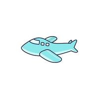 Cute plane cartoon illustration, sticker kids object elements vector