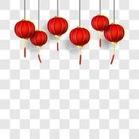 Hanging red lantern transparent, Chinese local culture lamp vector