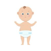 Baby in diaper vector illustration. Funny Baby Isolate