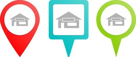 House silhouette pin icon. Multicolor pin vector icon, diferent type map and navigation point.