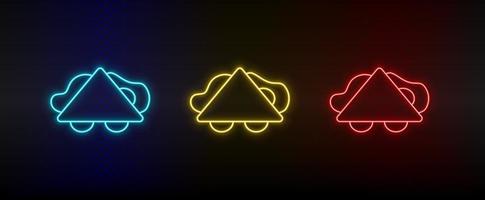 Neon icon set sandwich, baguette. Set of red, blue, yellow neon vector icon on dark background