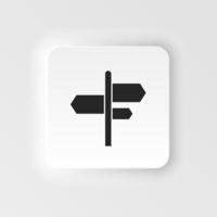 Signpost vector neumorphic icon, direction arrow symbol. Simple illustration. sign, signposting neumorphic icon on white background