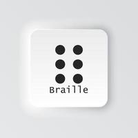 Rectangle button icon Braille. Button banner Rectangle badge interface for application illustration on neomorphic style on white background vector