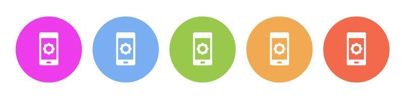 Multi colored icon phone settings. Button banner round badge interface for application illustration on white background vector