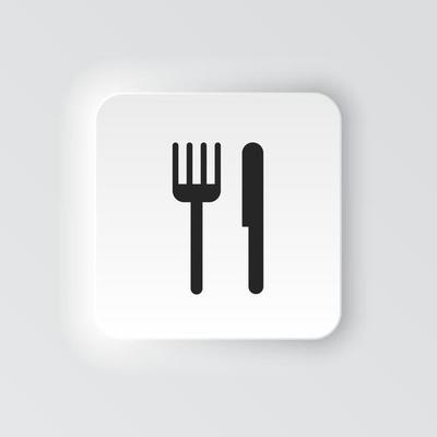 Rectangle button icon Knife and fork. Button banner Rectangle badge interface for application illustration on neomorphic style on white background