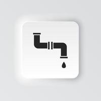 rectángulo botón icono tubería agua. botón bandera rectángulo Insignia interfaz para solicitud ilustración en neomórfico estilo en blanco antecedentes vector