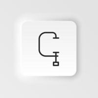 Clamp, tool vector icon. Element of design tool for mobile concept and web apps vector. Thin neumorphic style vector icon for website design on neumorphism white background