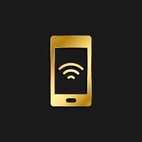 phone, signal gold icon. Vector illustration of golden style icon on dark background