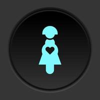 Dark button icon Pregnant woman baby. Button banner round badge interface for application illustration on darken background vector