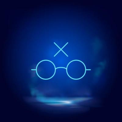 Smoke effect neon style vector icons, glasses, mark, unread neon icon