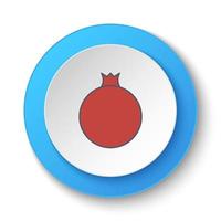 Round button for web icon, pomegranate. Button banner round, badge interface for application illustration on white background vector