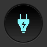 Round button icon Electrical plug. Button banner round badge interface for application illustration on dark background vector